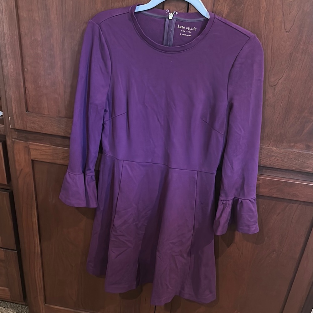 Kate Spade Purple Fit and Flare Dress with Bell Sleeves